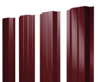 Евроштакетник двусторонний П-образный 0,35x110 мм вишневый RAL 3005 1м